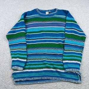 VTG Clifford & Wills Striped Ramie Cotton Knit Sweater Blue Green OS One Size